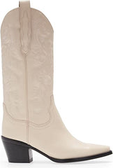 Jeffrey Campbell Dagget Natural Mid-Calf Pointed Toe Western Heeled Boots