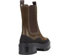 Sam Edelman Lulia Alpine Green Chunky Heel Closed Toe Pull On Ankle Combat Boots