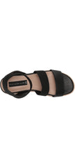 Steve Madden Gambel Black Low Wedge Fitted Strappy Ankle Strap Sandals