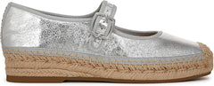 Sam Edelman Mackie Soft Silver Pointed Cap Toe Mary Jane Espadrille Loafers