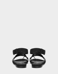Aerosoles Women's Shortener Flat Sandal Black Open Toe Ankle Strap Sandals