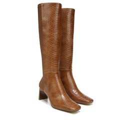 Circus by Sam Edelman Tati Mocha Snake Print Square Toe Zipper Heel Tall Boots