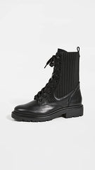 Sam Edelman Lydell Black Block Heel Closed Toe Lace Up Combat Ankle Boots