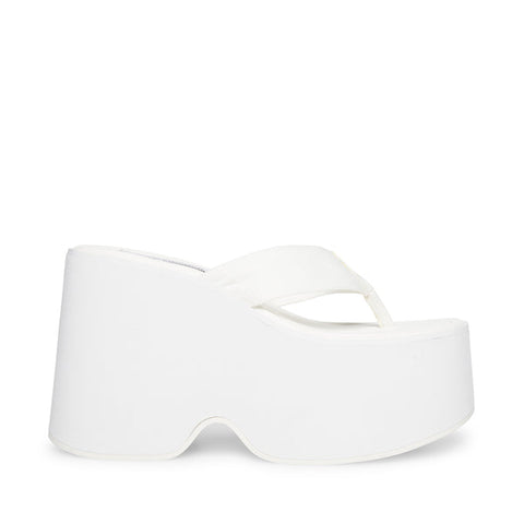 Steve Madden Gwen White Slip On Open Toe Lightweight Platform Heeled Sandals