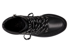 Vince Camuto Medjey Black Lace Up Toe Combat Moto Chic Bootie Quilted Boot