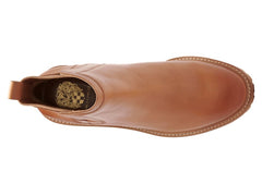 Vince Camuto Dendra Light Cognac Leather Wedge Gore Bootie Ankle Heeled Boot