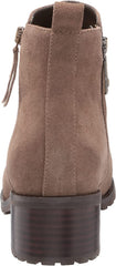 Blondo Samara Dark Taupe Almond Toe Pull On Double Zipper Block Heel Ankle Boots