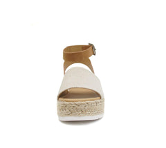 Soda Topic Open Toe Buckle Ankle Strap Espadrilles Flatform Wedge Casual Sandals