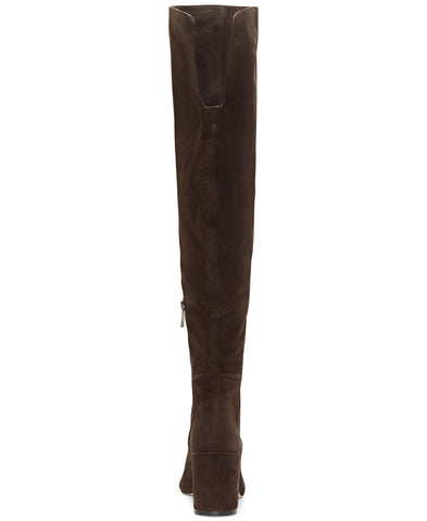 Jessica Simpson Pumella Chocolate Leather Pointed Block Heel Over The Knee Boots