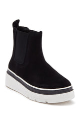 Steve Madden Avery Black Suede Fashion Pull On Platfrom Wedge Chelsea Boots