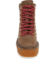 Cecelia New York Helga Natural Brown Hiker Lace up Wedge Platform Ankle Booties