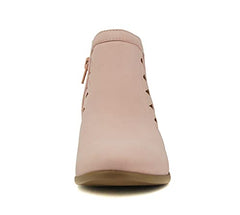 Soda Chance Pink Nb Closed Toe Multi Strap Ankle Block Heel Open Side Bootie
