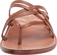 Sam Edelman Marinea Saddle Leather Slip On Open Toe Strappy Flat Slides Sandals