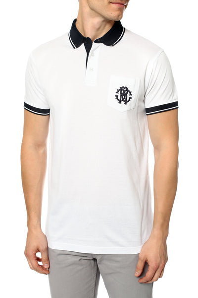 Roberto Cavalli Contrast Trim Short Sleeve Polo BIANCO FST642A#20700053
