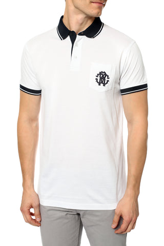 Roberto Cavalli Contrast Trim Short Sleeve Polo BIANCO FST642A#20700053