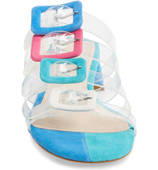 Cecelia New York Lincoln Slide Sandal Blue Slip On Clear Mule