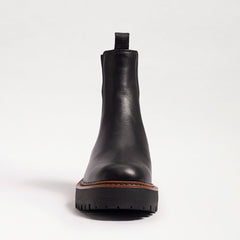 Sam Edelman Laguna Black Leather Chelsea Ankle Moto Rounded Toe Pull On Boot