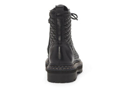 Vince Camuto Prellar Black Quilted Leather Lace Up Combat Fashion Ankle Boot