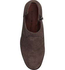 Lucky Brand Zollie Brown Suede Almond Toe Falcon Low Cut Leather Ankle Booties
