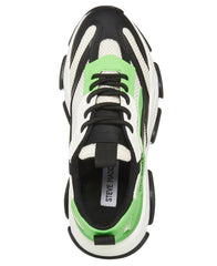 Steve Madden Possession Black/Green Lace Up Boyfriend Chunky Platform Sneakers