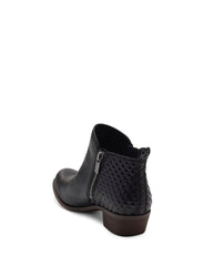 Lucky Brand Basel Black Almond Rounded Toe Block Heeled Ankle Textured Booties