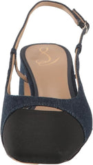 Sam Edelman Tarra Hudson Navy/Black Almond Toe Block Heel Slingback Sandals