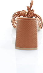 Dolce Vita Kash Cedar Nubuck Tie Up Open Squared Toe Block Heeled Sandals