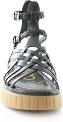 Sam Edelman Geana Black Braided Ankle Strap Platform Wedge Gladiator Sandal