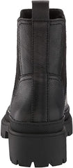 Lucky Brand Ellerey Black Round Toe Block Low Heel Fashion Platform Leather Boot