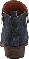 Lucky Brand Basel Dark Denim Blue Suede Low Cut Bootie Wide Width Ankle Bootie