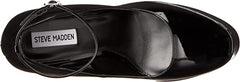 Steve Madden Skyrise Black Patent Block Heel Almond Toe Ankle Strap Fashion Pump