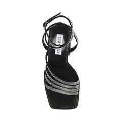 Steve Madden Cocktails Black Rhinestone Strappy Open Toe Block Heeled Sandals