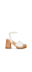 Steve Madden Ocala White Leather Ankle Strap Squared Open Toe Platform Sandals