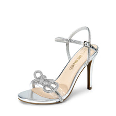 DREAM PAIRS Round Toe Rhinestone Sparkly Stilettos Heeled Sandals