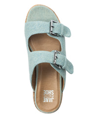 Jane and the Shoe Sandal Light Blue Denim Birken Buckle Mule