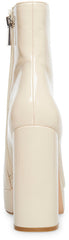 Steve Madden Luisina Bone Patent Squared Toe Block Heel Pull On Ankle Boots