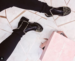 Cape Robbin Spiky Rager Black Vegan Leather Gold Spike Platform Chelsea Boot