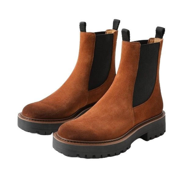 Sam Edelman Laguna Frontier Brown Leather Chelsea Moto Round Toe Pull On Boots W