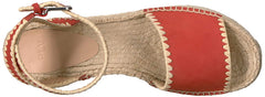 Pour La Victoire Ria Poppy Red Suede Open Toe Espadrille Platform Wedge Sandals
