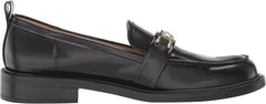 Sam Edelman Christy Black Leather Rounded Toe Block Heeled Slip On Loafers