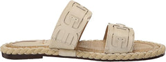 Sam Edelman Tatum Modern Ivory Open Toe Double Strap Slip On Flat Slides Sandals