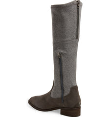 Klub Nico Zuri Knee Grey Flannel Brown Suede Stacked Heel Riding Knee High Boots