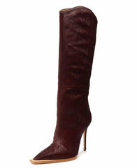Schutz Maryana Welt Wild Bloodstone Pull On Pointed Toe High Heel Tall Boots