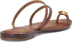 Sam Edelman Harlyn Rich Cognac Strappy Toe Ring Slip On Flat Slides Sandals