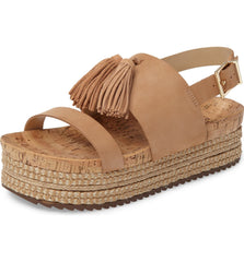 Schutz Monicca Desert Nude Suede Cork Monica Tassel Suede Platform Sandals