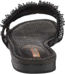 Sam Edelman Bay Black Perla Slide Mule Open-Toe Slip-On Leather Flats Sandals