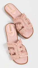 Sam Edelman Bay Clay Pink Slide Mule Open-Toe Slip-On Leather Flat Sandals