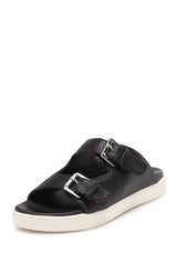 Jane and the Shoe JOEY Slide Sandal Black Slip On Slide Platform Wedge Sandals