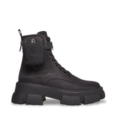 Steve Madden Thora-P Pouch Extra-Chunky Platform Ankle Combat Boots Black