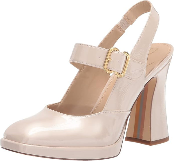 Sam Edelman Jildie Linen Patent Mary Jane Platform Slingback Pumps Sandals